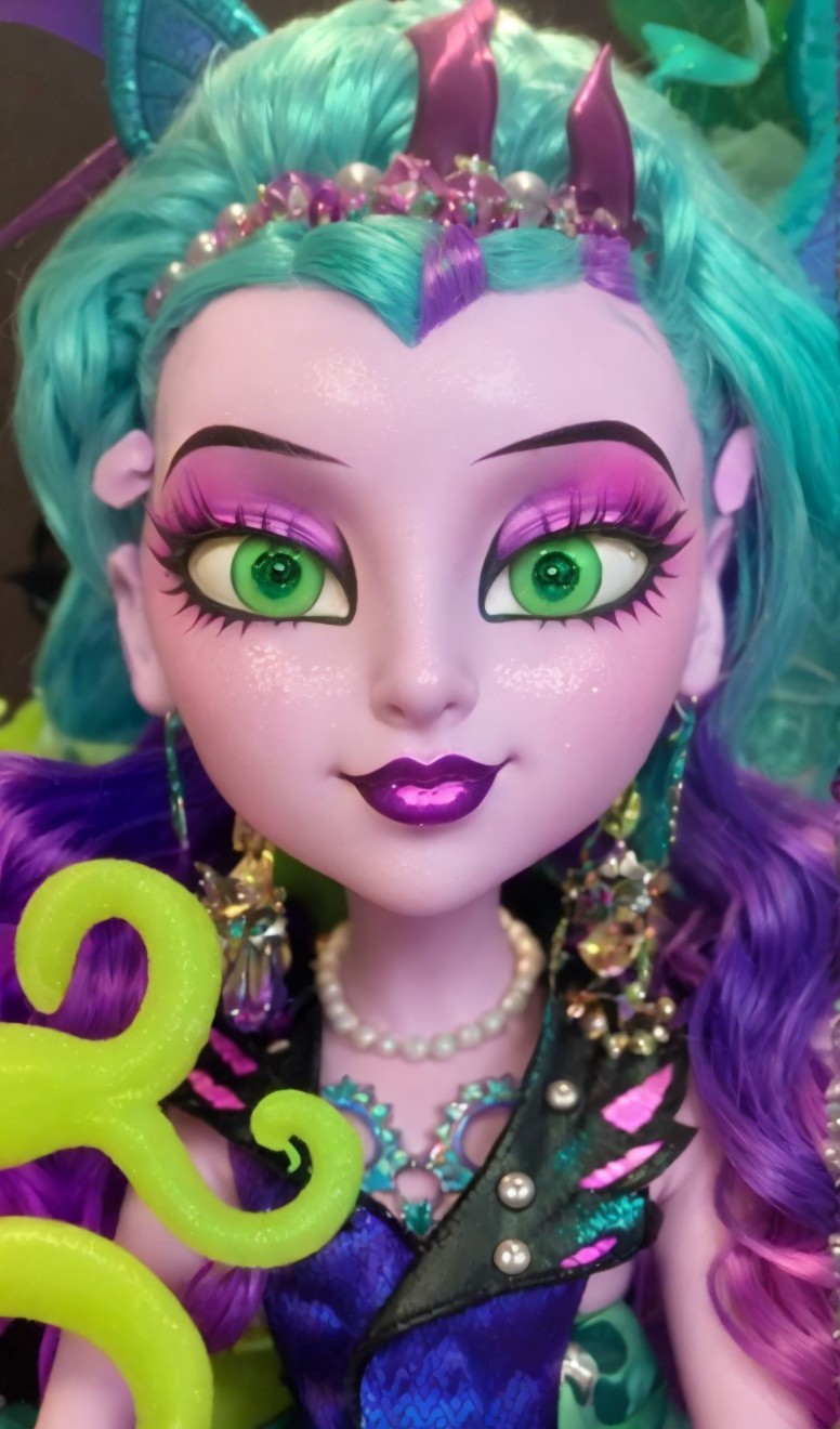 Vibrant Doll with Turquoise and Purple Hair Features