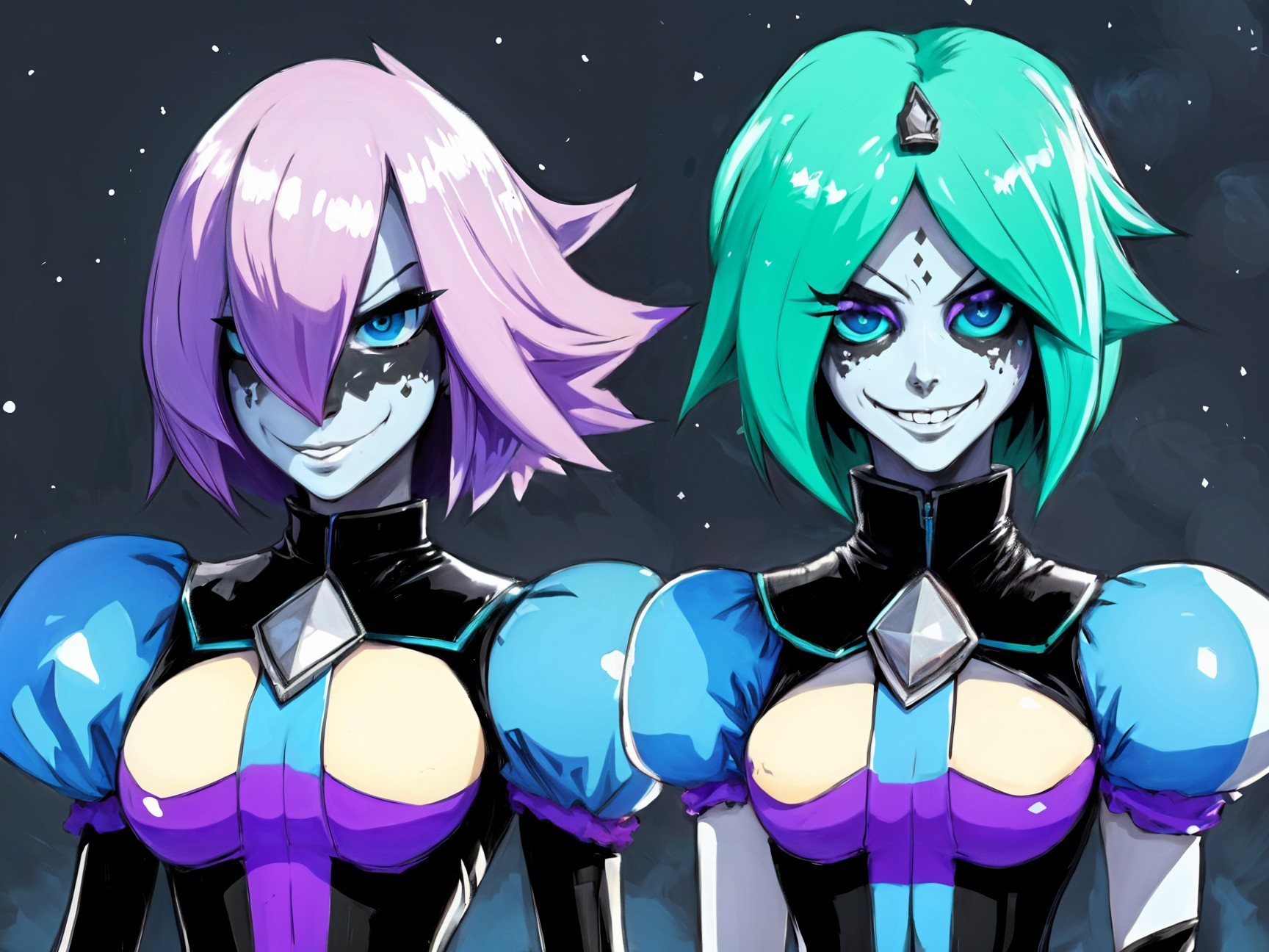 Distinct Characters with Vibrant Hairstyles and Outfits