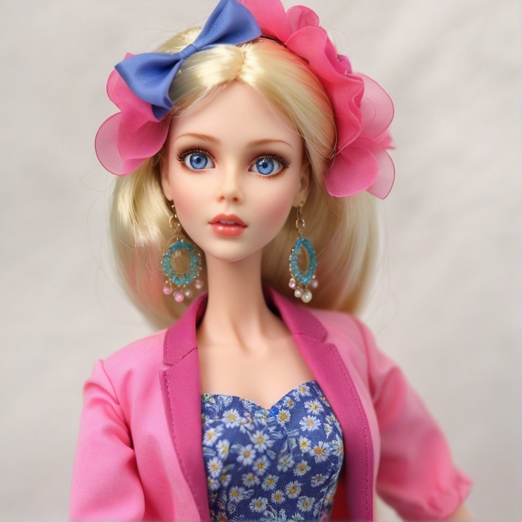 Fashion doll with blonde hair and vibrant attire