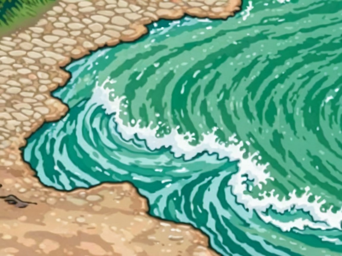 Vibrant Ocean Scene with Turquoise Waves and Shoreline
