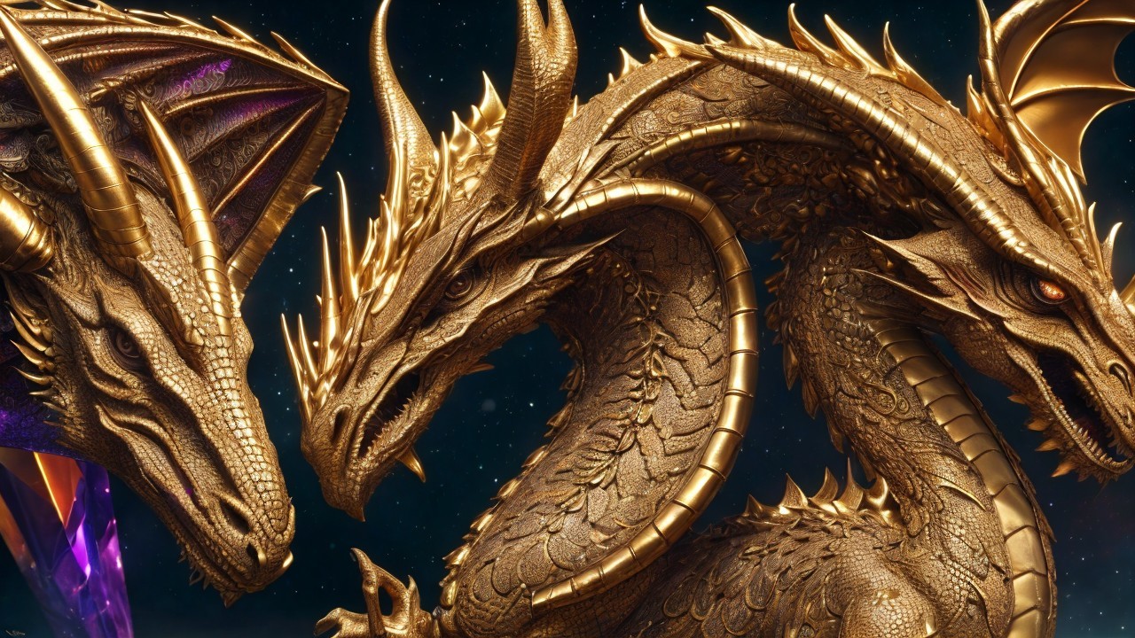 Detailed Description of Three Majestic Dragons