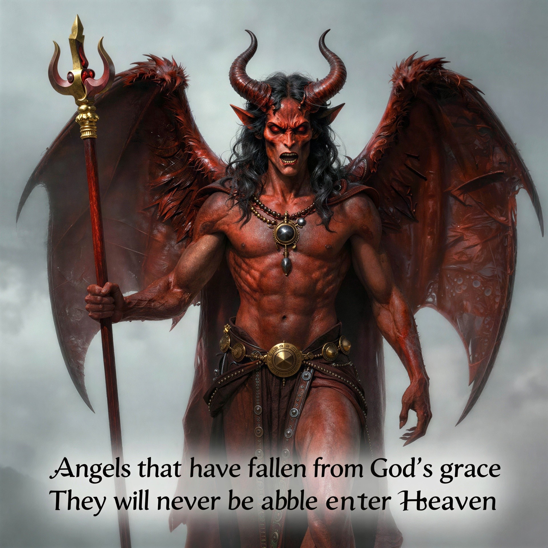 Hyperrealistic Digital Painting of a Red-Skinned Demon