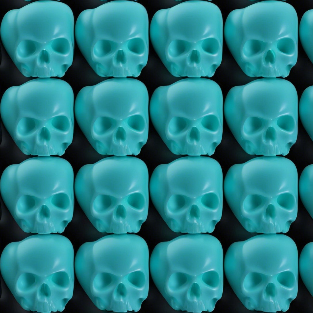 Turquoise Skull Pattern on Black Background