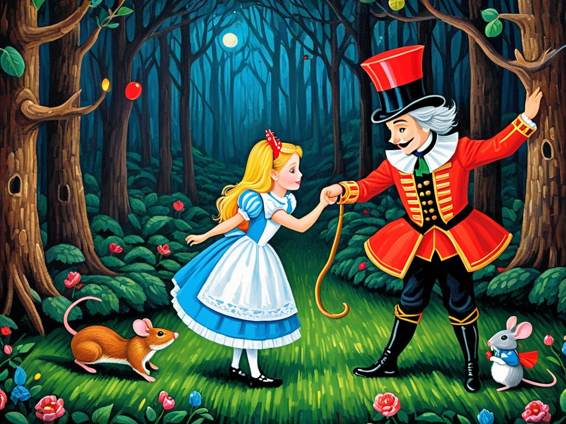 Whimsical Forest Dance with Magician and Creatures