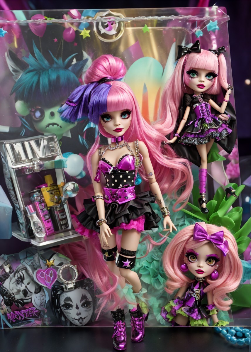 Colorful Fashion Dolls with Vibrant Hair and Outfits