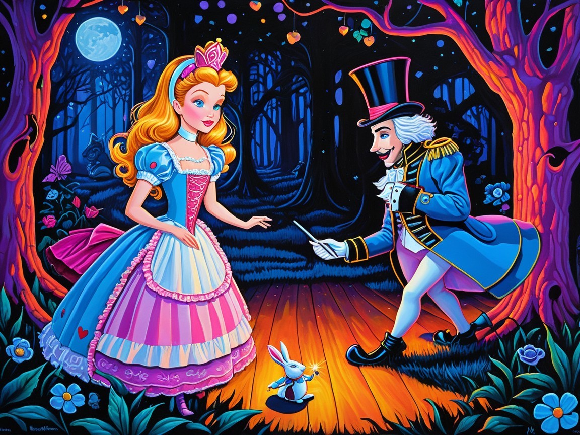 Whimsical Encounter in an Enchanted Forest Setting