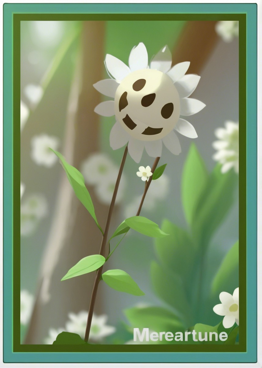 Whimsical Flower with Cheerful Face and Green Stem