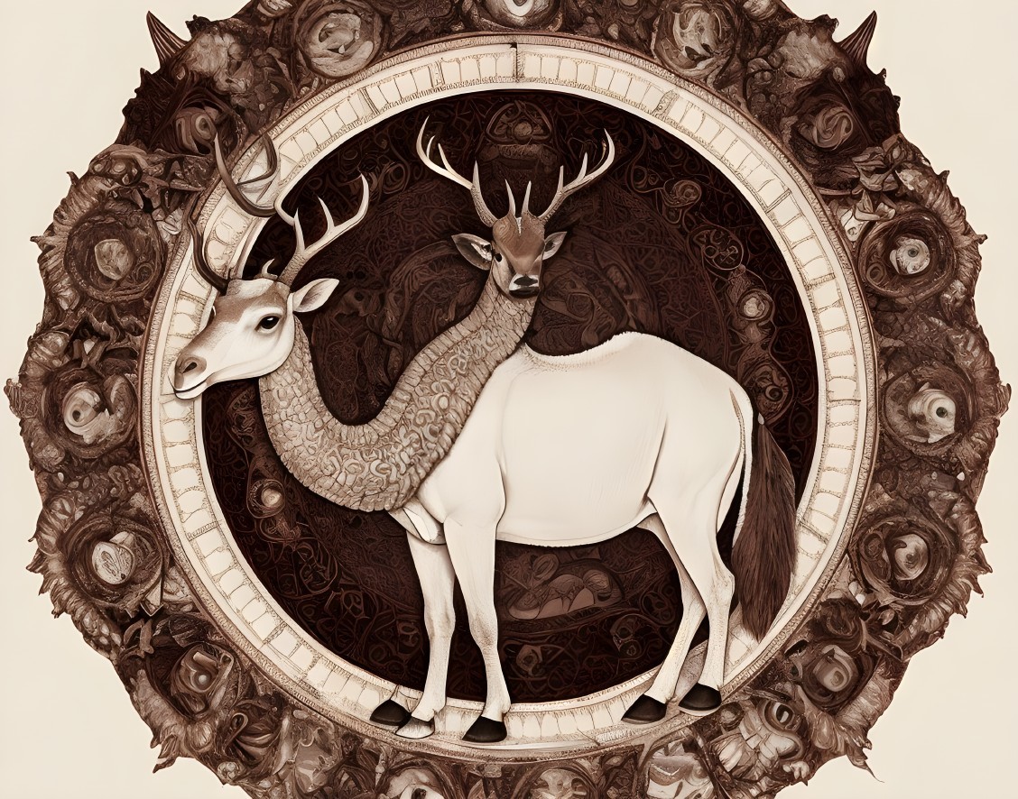 Fantastical Creature with Horse Body and Deer Head