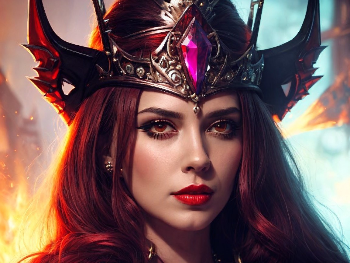Portrait of a Woman with Red Hair and Crown