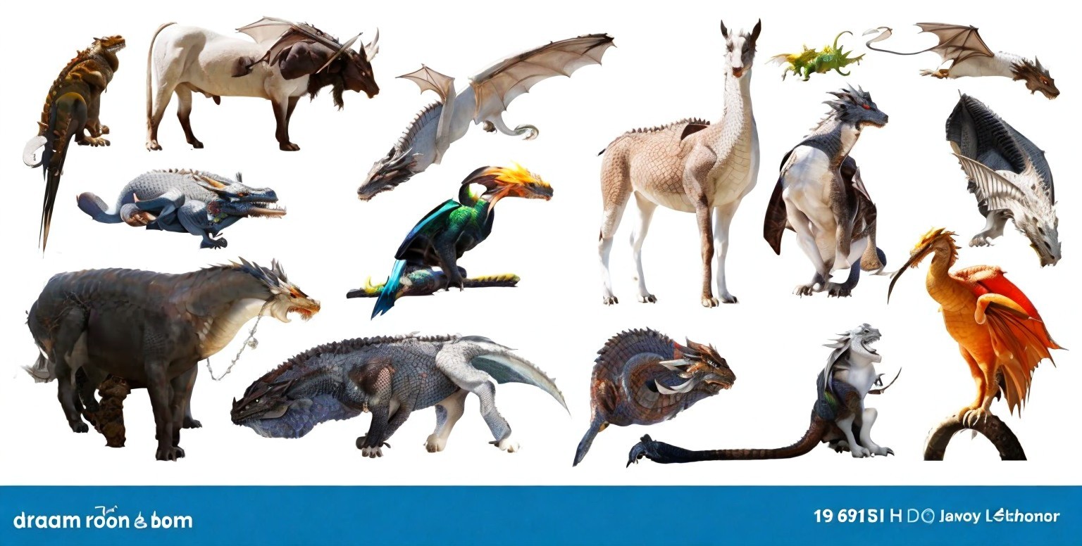 Diverse Collection of Fantastical Dragons and Creatures