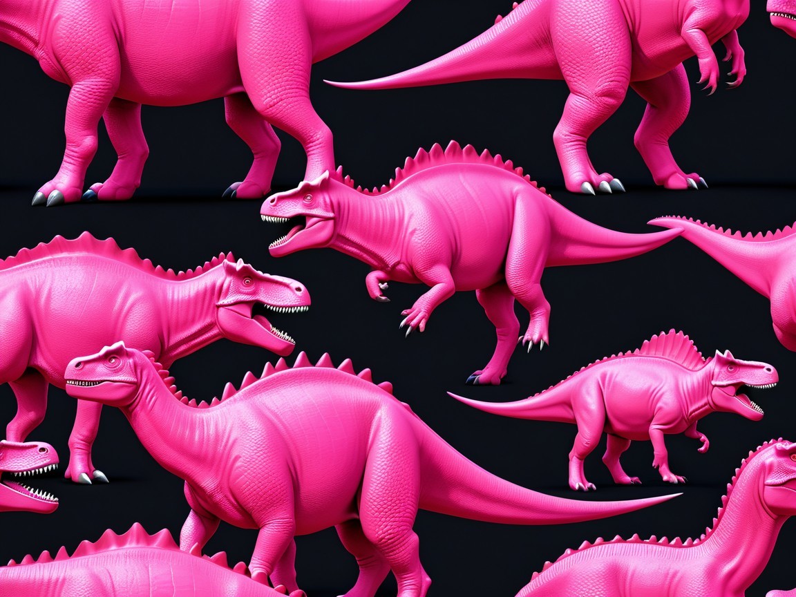 Vibrant Dinosaur Pattern in Bright Pink Hues