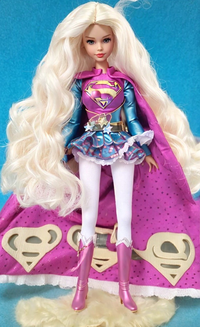 Fashion Doll in Colorful Superhero Costume