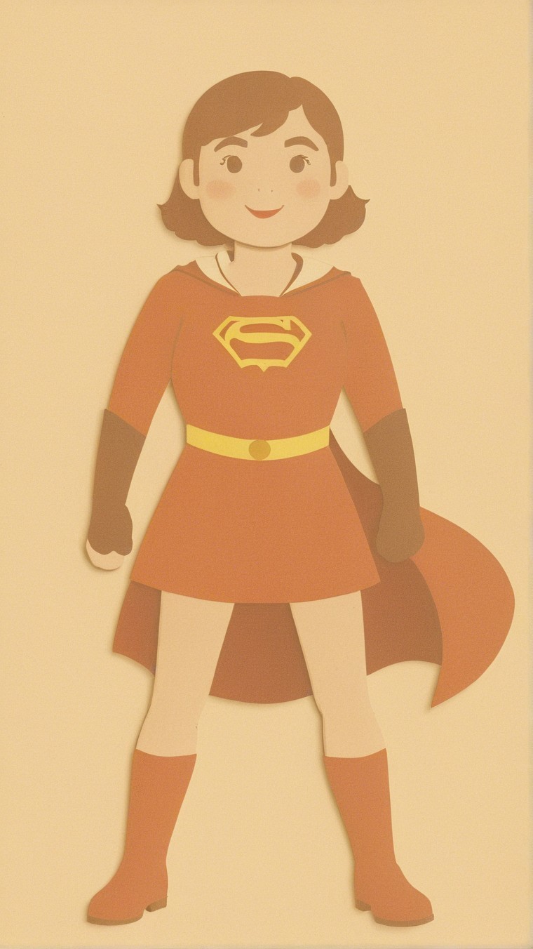 Cheerful Cartoon Superhero in Vibrant Red Outfit