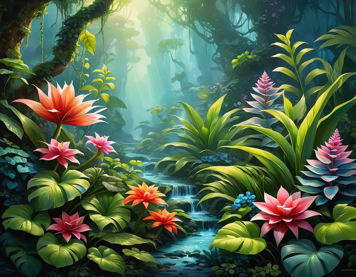 Detailed Digital Painting of a Mystical Fantasy Jungle