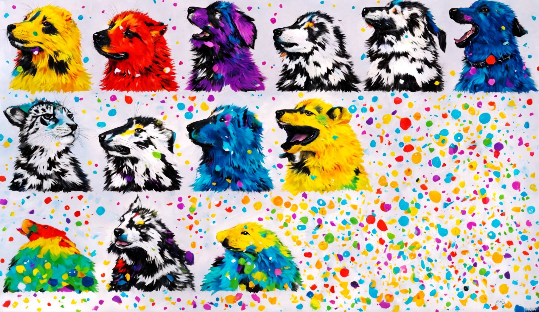 Colorful Animal Portraits with Whimsical Background