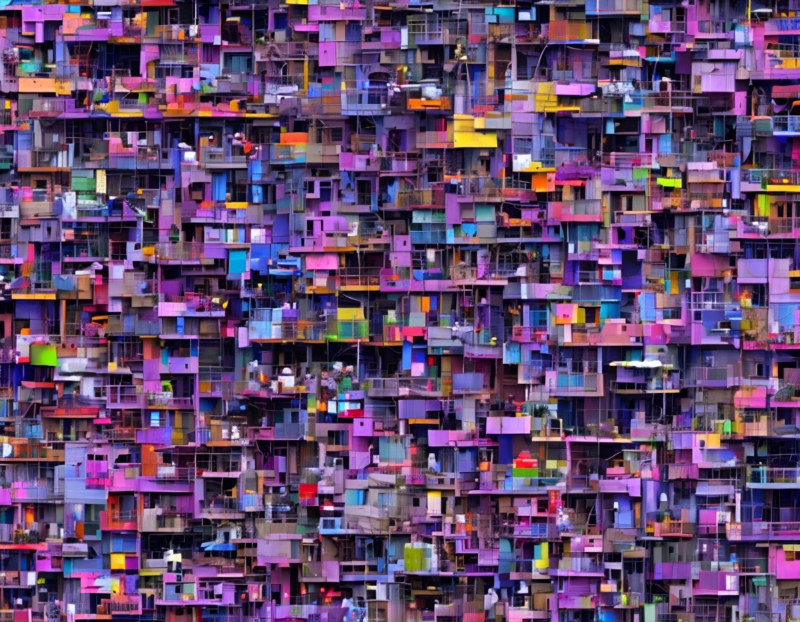 Vibrant Mosaic of Colorful Urban Buildings