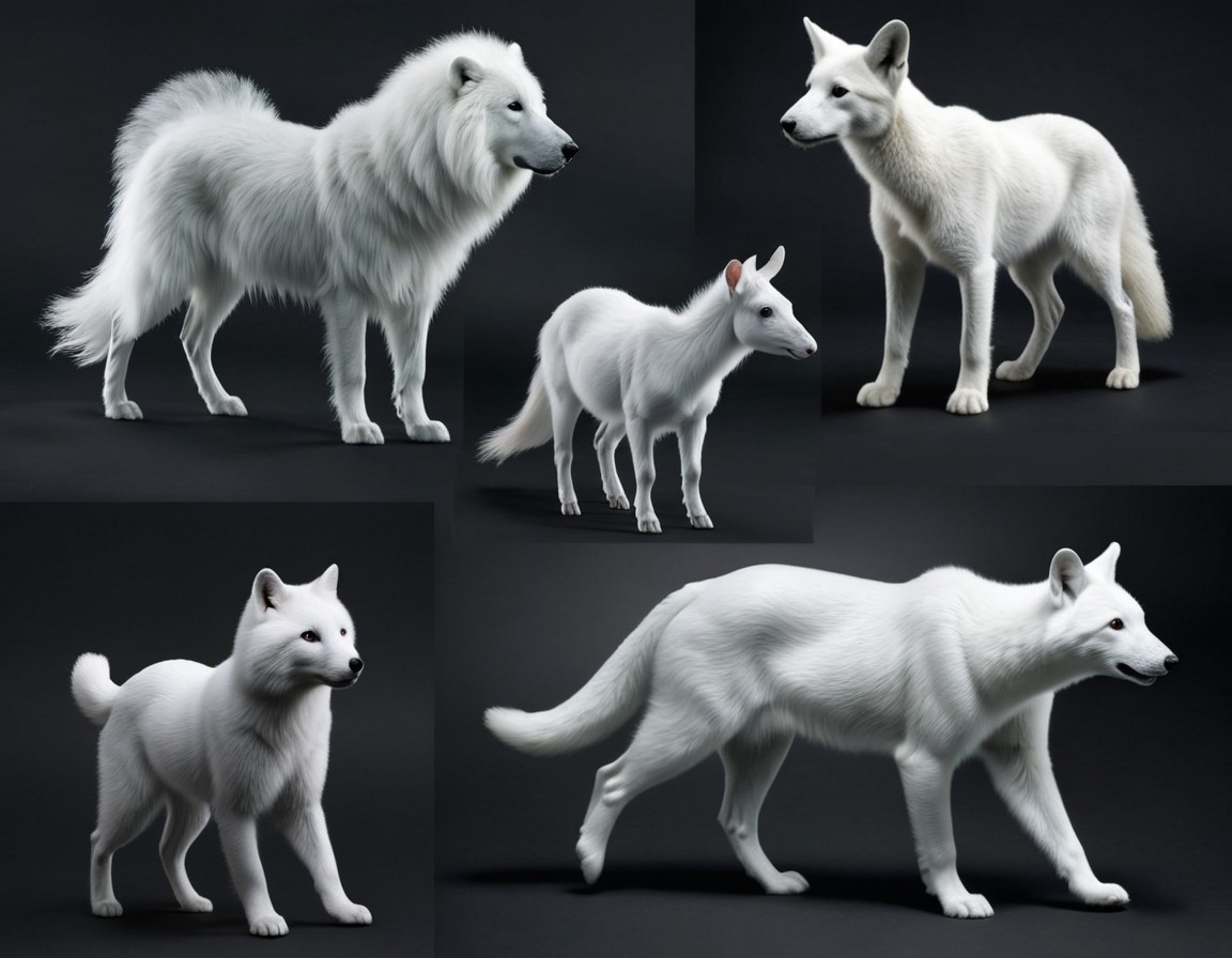 White Canine Figures on Dark Background with Breeds