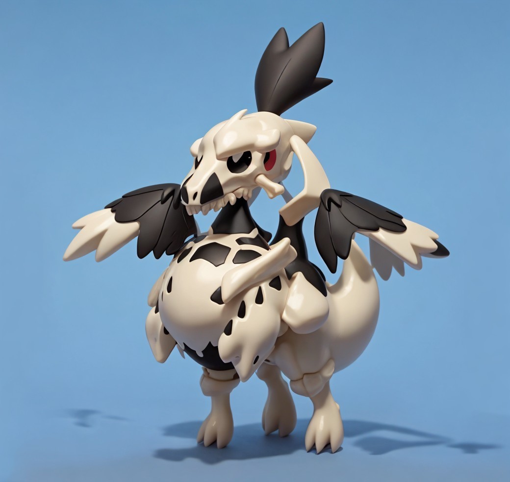 Cartoonish Dragon Creature with Skeletal Design