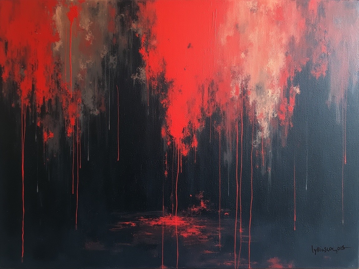 Abstract Artwork with Dark Background and Vivid Colors