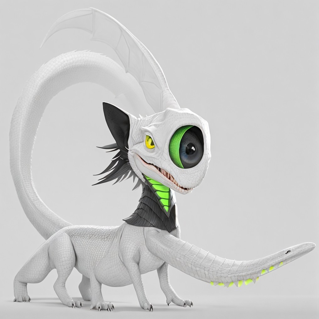 Cartoonish Dragon-Like Creature with Vibrant Features