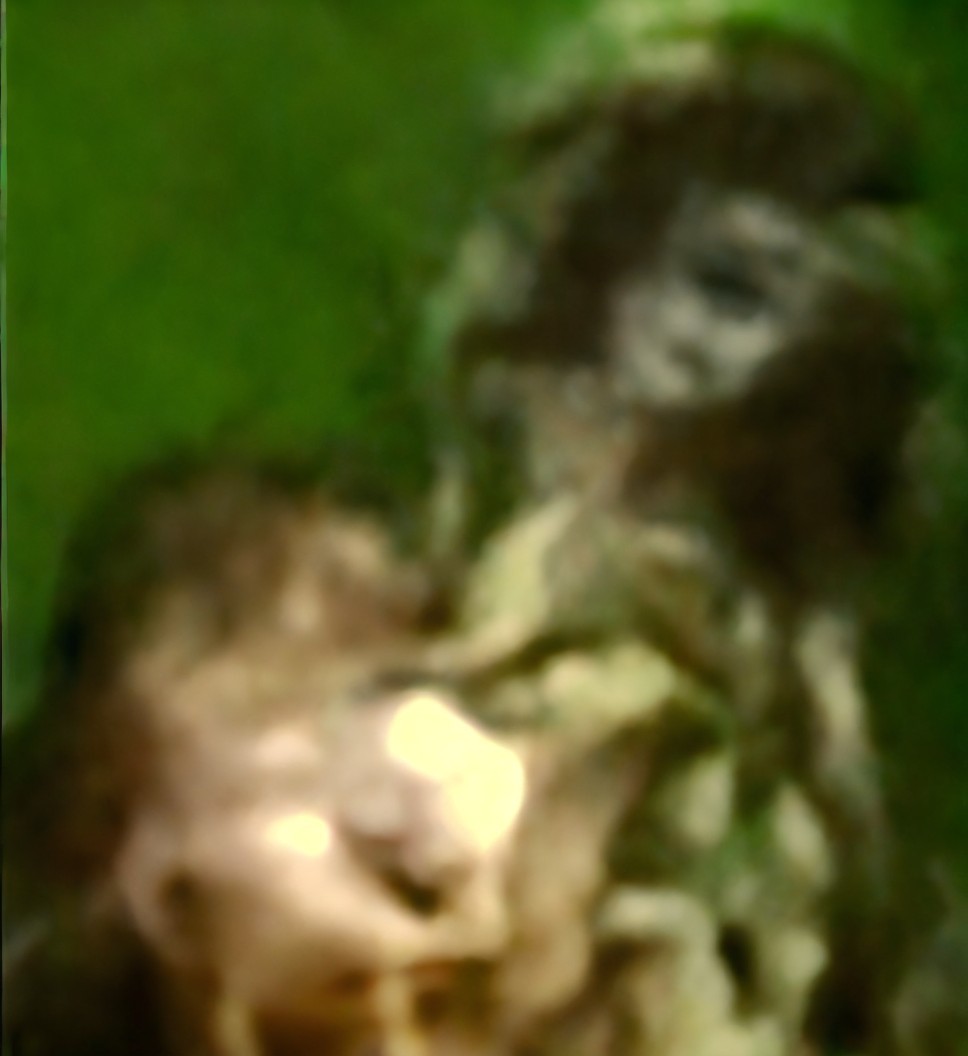 Blurred Figure Against Rich Green Background in Impressionism