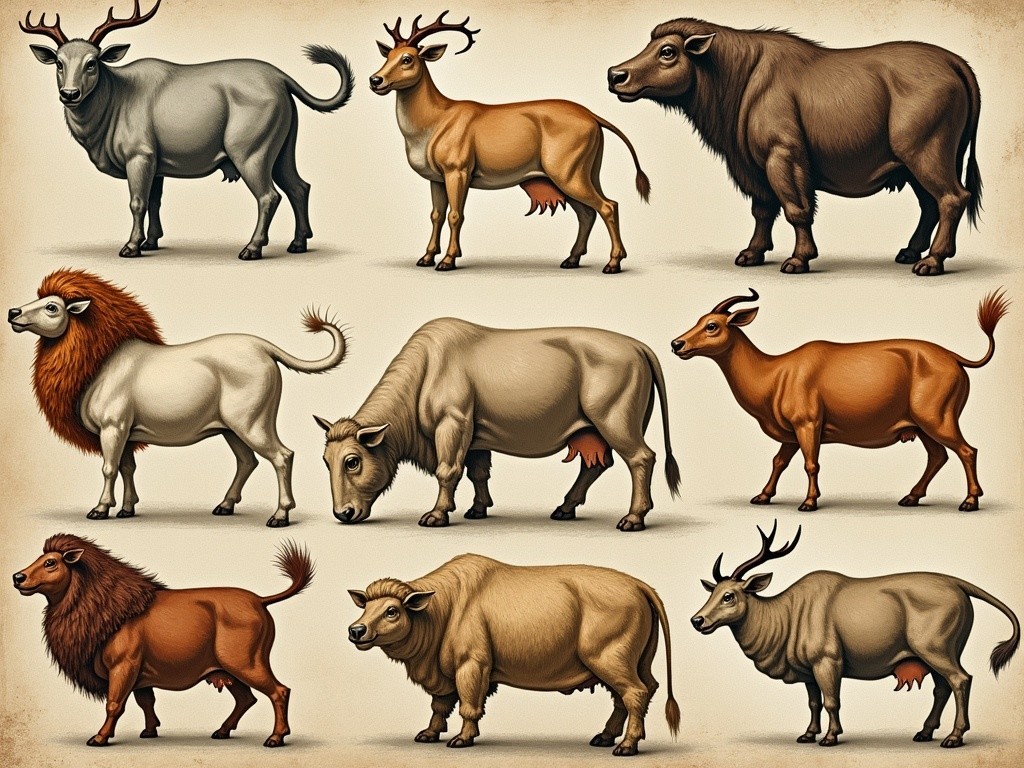 Stylized Animal Collection in Vibrant Colors and Poses