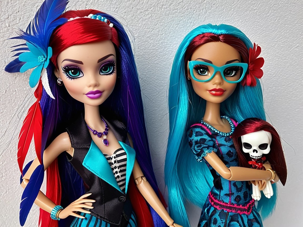 Fashionable dolls with vibrant hair and stylish outfits