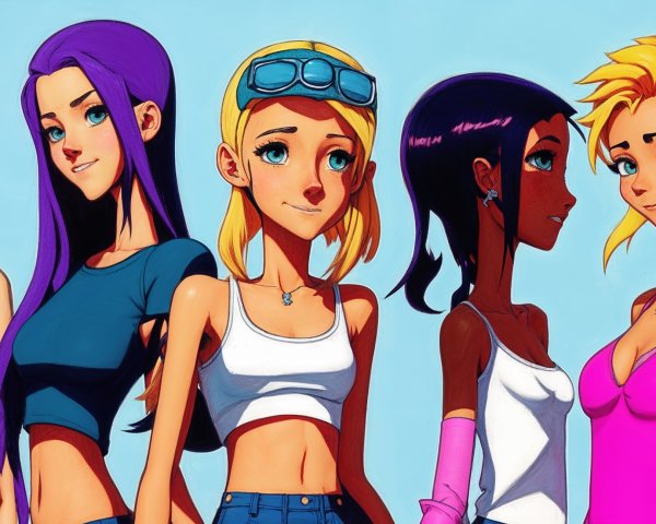 Colorful Illustration of Four Diverse Young Women