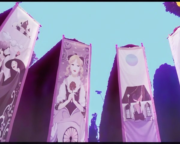 Colorful Banners with Romantic Artistic Illustrations