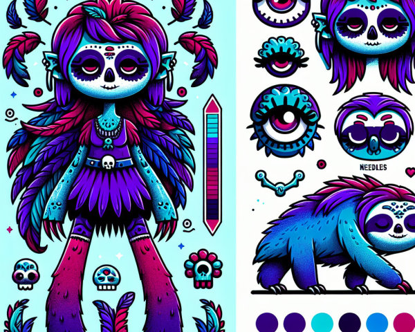 Vibrant Monster Character Design in Purple and Blue Hues
