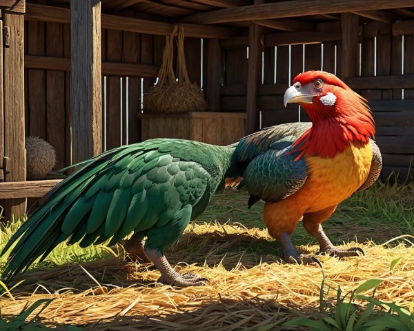 Vibrant Bird in Rustic Natural Setting with Lush Colors