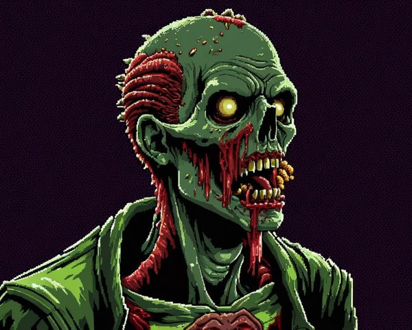 Grotesque Zombie with Decaying Skin and Glowing Eyes