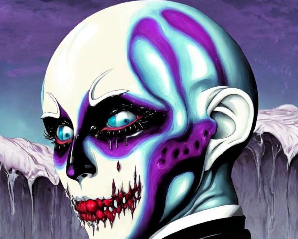Surreal Character with Colorful Face and Formal Suit