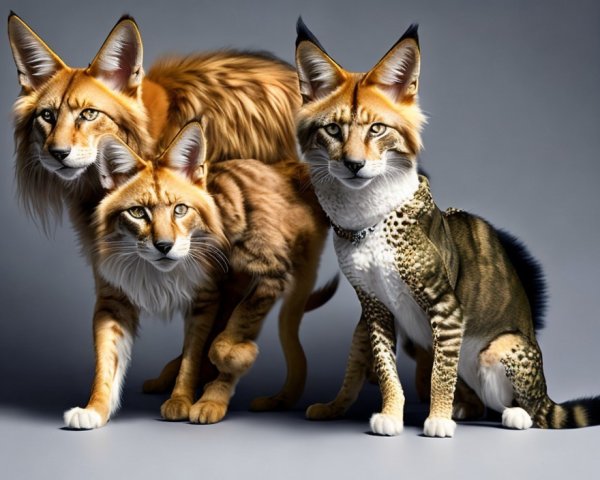 Stylized Feline-Inspired Animals with Vibrant Fur Patterns