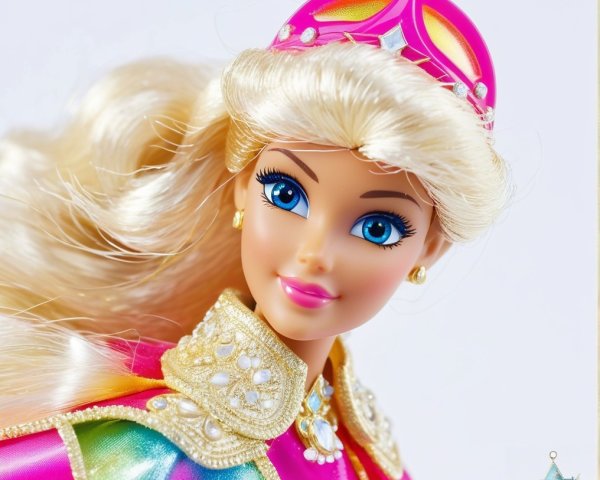 Doll with Blonde Hair, Blue Eyes, and Colorful Dress