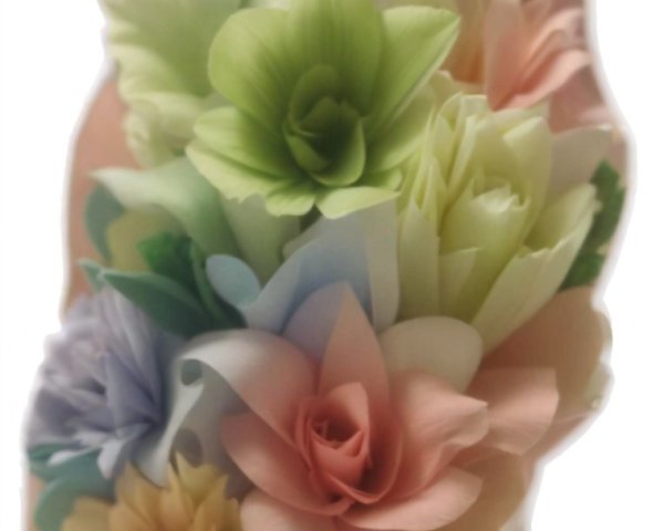 Vibrant Paper-Crafted Flower Bouquet in Charming Container