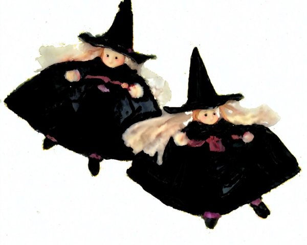 Whimsical Witch Figurines in Mid-Flight Pose