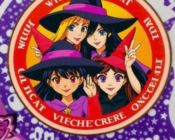 Animated Witches in Colorful Hats with Magical Background