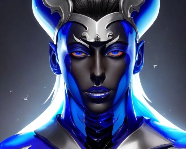 Character with Dark Complexion and Blue Eyes in Armor