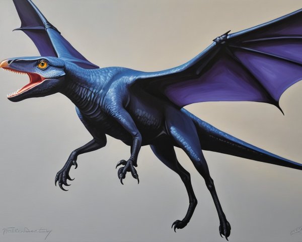 Blue Dragon with Sleek Body and Large Wings Soaring