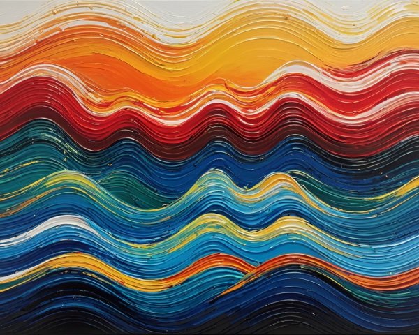 Abstract Painting with Vibrant Color Waves and Texture