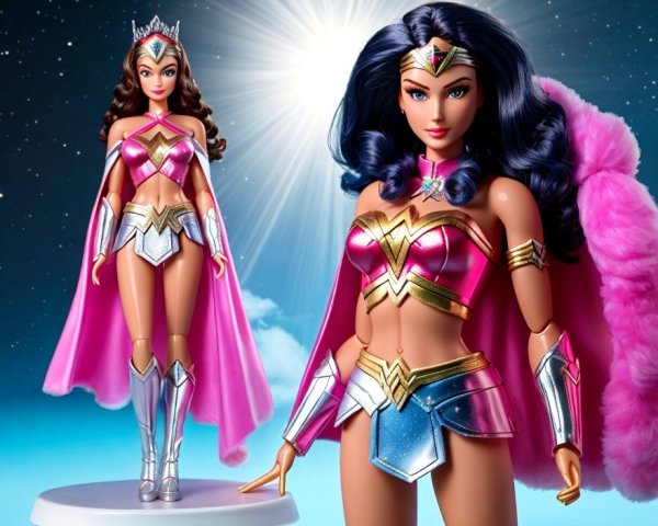 Wonder Woman Dolls in Pink and Silver Outfits