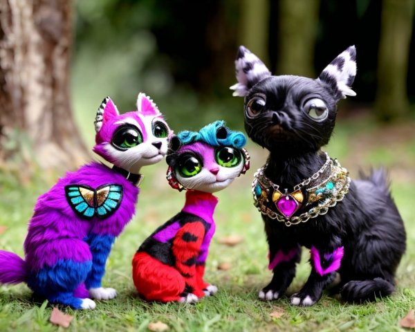 Oversized Plush Pets in a Whimsical Scene