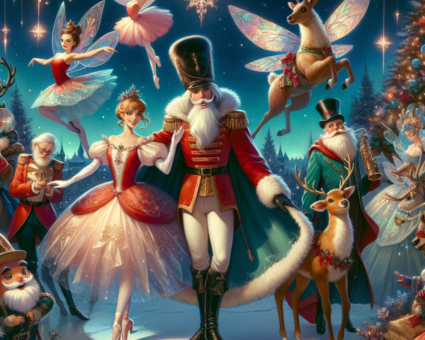 Animated Winter Landscape with Nutcracker and Ballerina