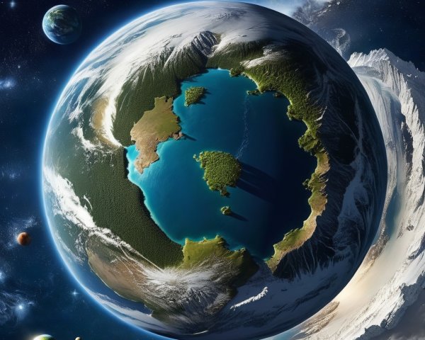 Vibrant Alien Earth-like Planet with Central Ocean