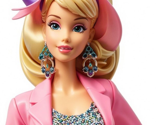 Stylish doll with blonde hair and pink outfit details