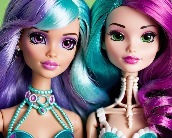 Stylish dolls with vibrant hair and unique outfits