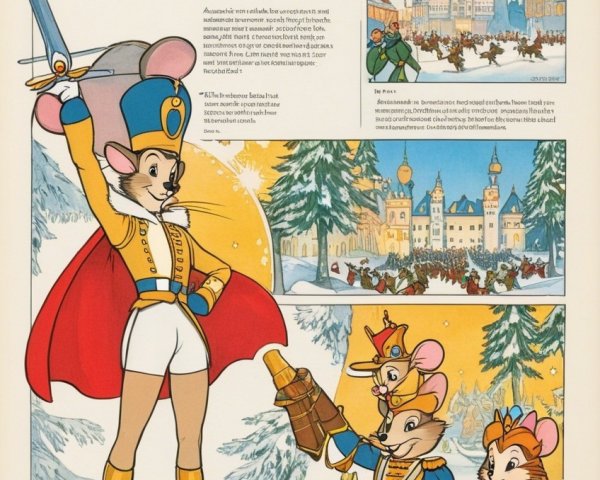 Colorful Illustrated Scene of Royal Anthropomorphic Mice
