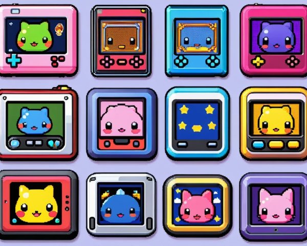 Colorful Cartoon-Style Retro Screens with Animal Faces