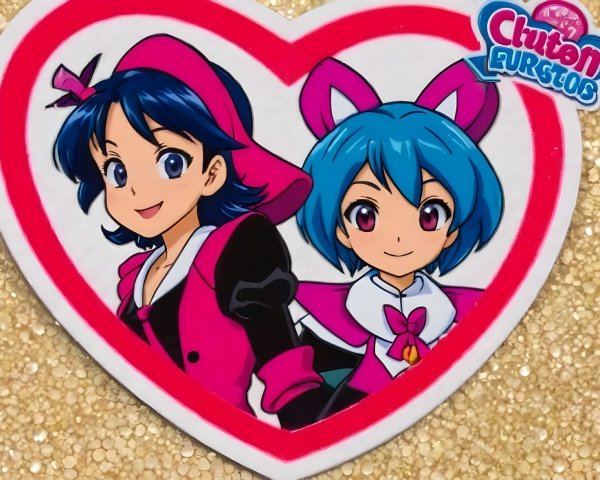 Animated Characters on Heart-Shaped Background